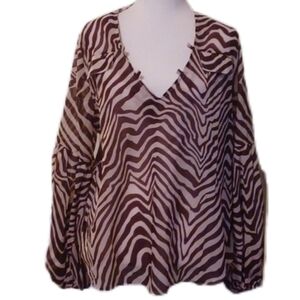 + Brown Zebra Print Women's Top